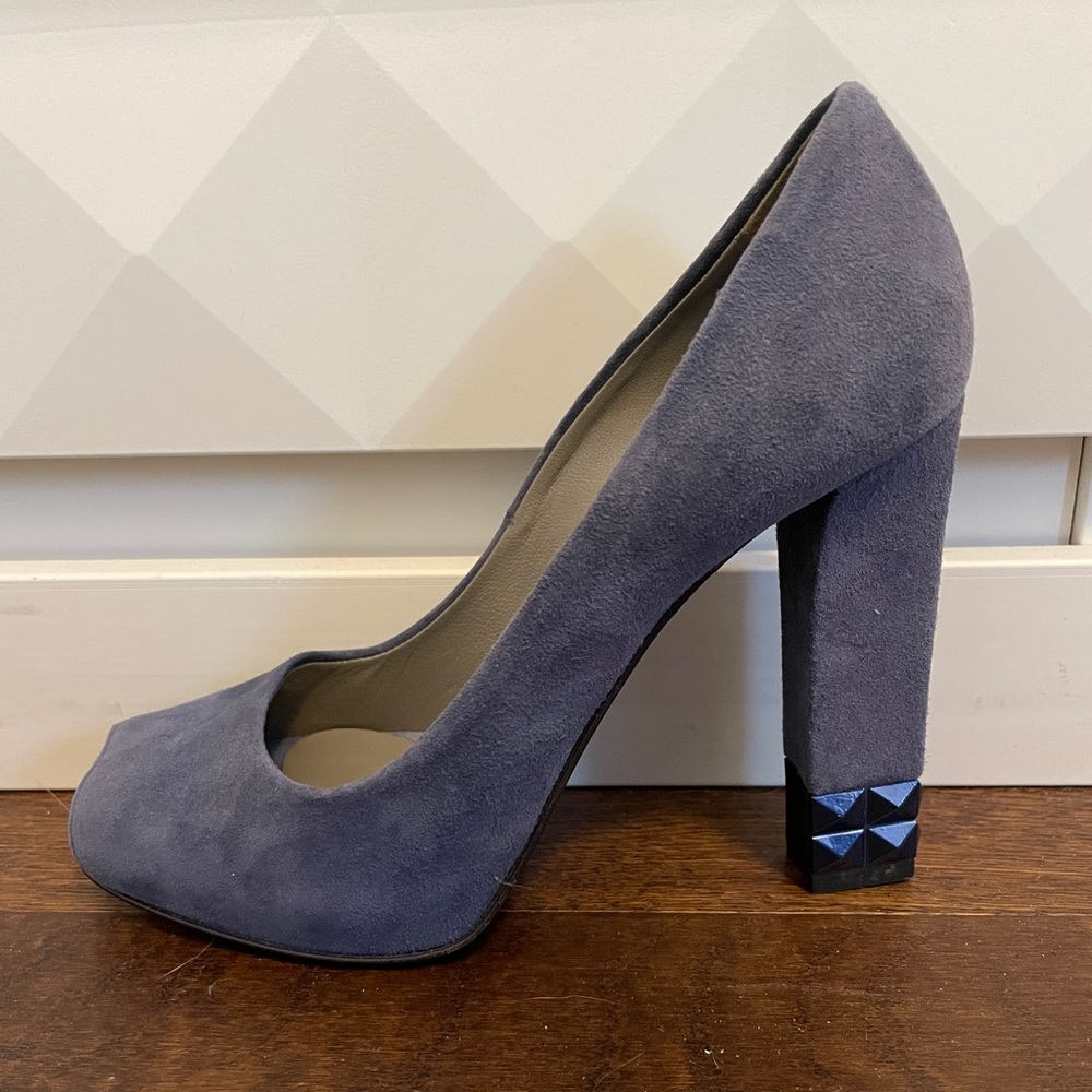 Le Silla blue suede open-toe heels